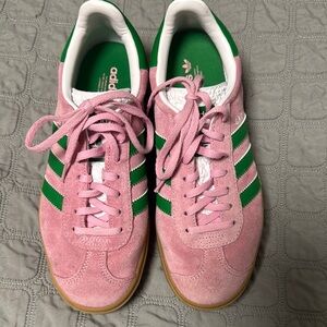 adidas Pink and Green Gazelle Bold Sneakers